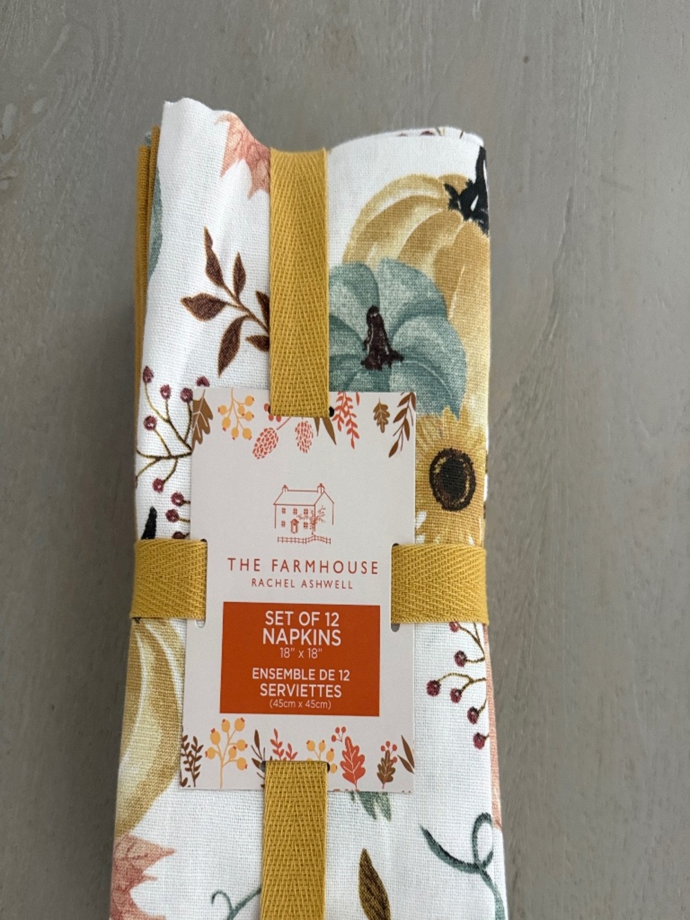 The Farmhouse Rachel Ashwell Fall Set of 12 Napkins; NWT - Picture 2 of 5